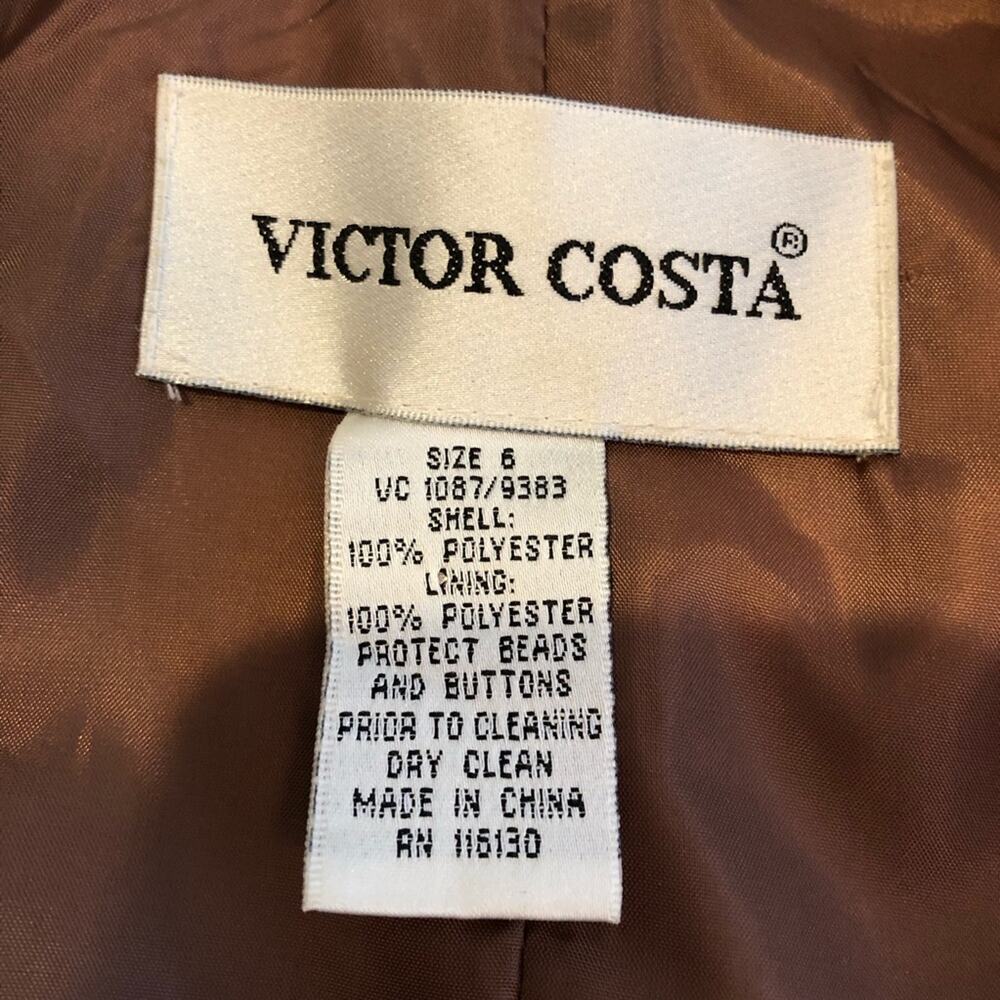 Victor Costa brown blue floral beaded rhinestone button blazer jacket size 6 - Picture 10 of 15